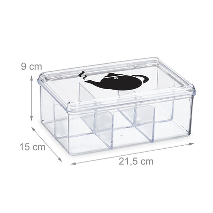 Transparent tea box with 6 compartments