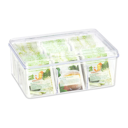 Transparent tea box with 6 compartments