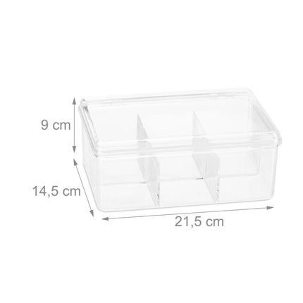 Transparent tea box with 6 compartments