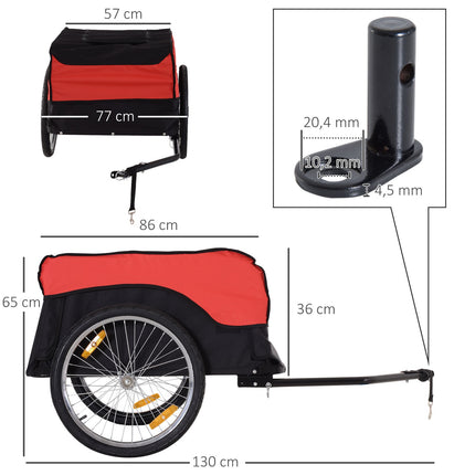 Red-black bicycle cargo trailer, transport storage