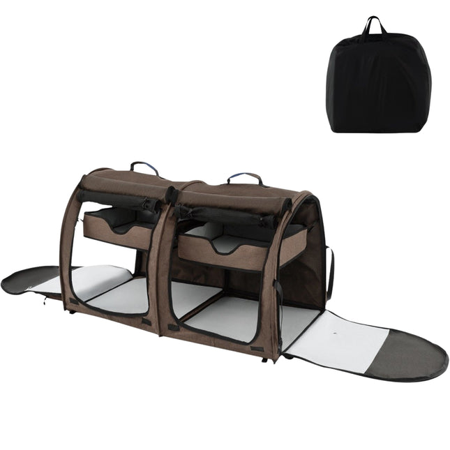Transport bag with removable hammocks & mattress & cat litter box brown