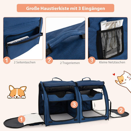 Transport bag with removable hammocks & mattress & litter box navy blue
