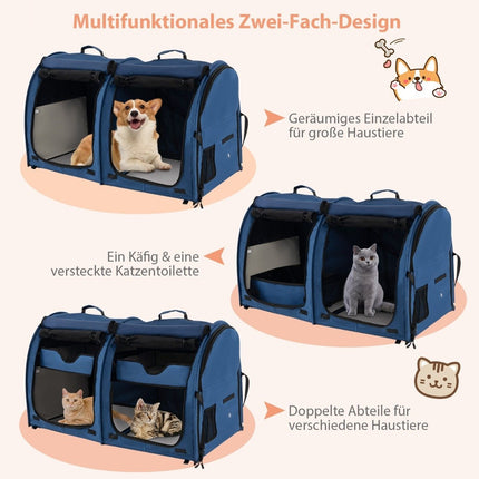 Transport bag with removable hammocks & mattress & litter box navy blue