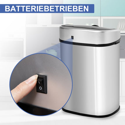 48L waste bin in stainless steel with infrared sensor, silver