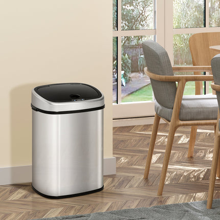48L waste bin in stainless steel with infrared sensor, silver