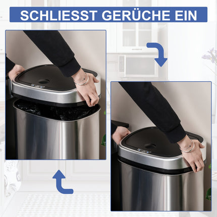 Automatic 58L waste bin in stainless steel with sensor