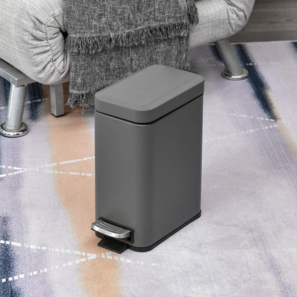 Trash Can Pedal Bin 5L With Lid and Inner Bin, Grey