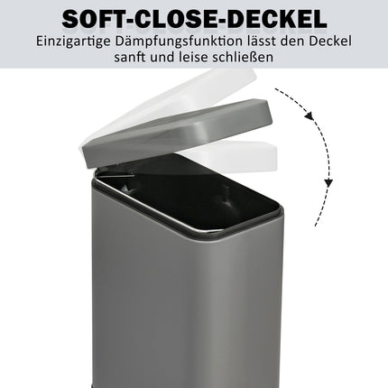 Trash Can Pedal Bin 5L With Lid and Inner Bin, Grey