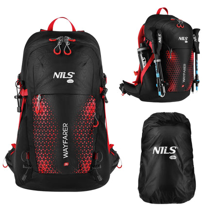 Travel Backpack 35L, Red – Ventilated, Rain Cover