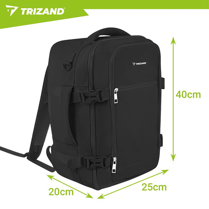 Travel Backpack 40x25x20cm, 20L, Black, 2-in-1 Bag