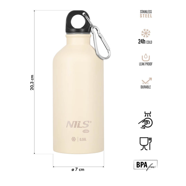 Travel Bottle 550ml Beige – Leak-Proof Design
