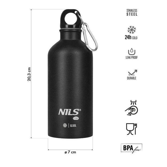 Travel Bottle 550ml Black – Leak-Proof, Portable