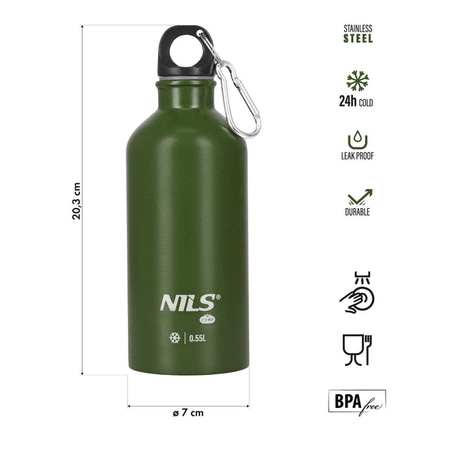 Travel Bottle 550ml, Green, Leak-Proof