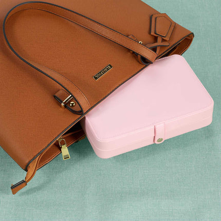 Travel Jewelry Organizer, Compact Leather-Look Box