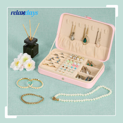 Travel Jewelry Organizer, Compact Leather-Look Box