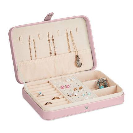 Travel Jewelry Organizer, Compact Leather-Look Box