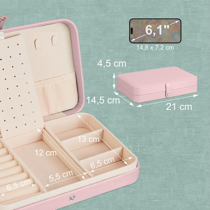 Travel Jewelry Organizer, Compact Leather-Look Box
