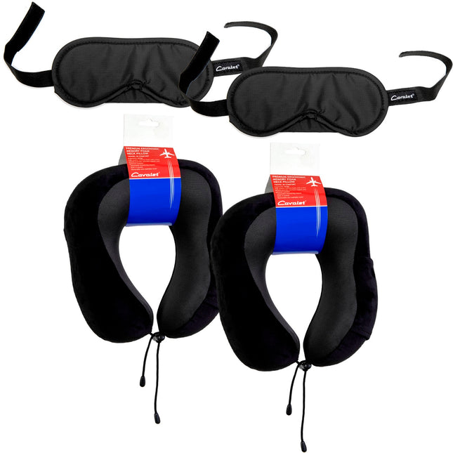 Travel Kit with 2 Neck Pillows & 2 Sleep Masks