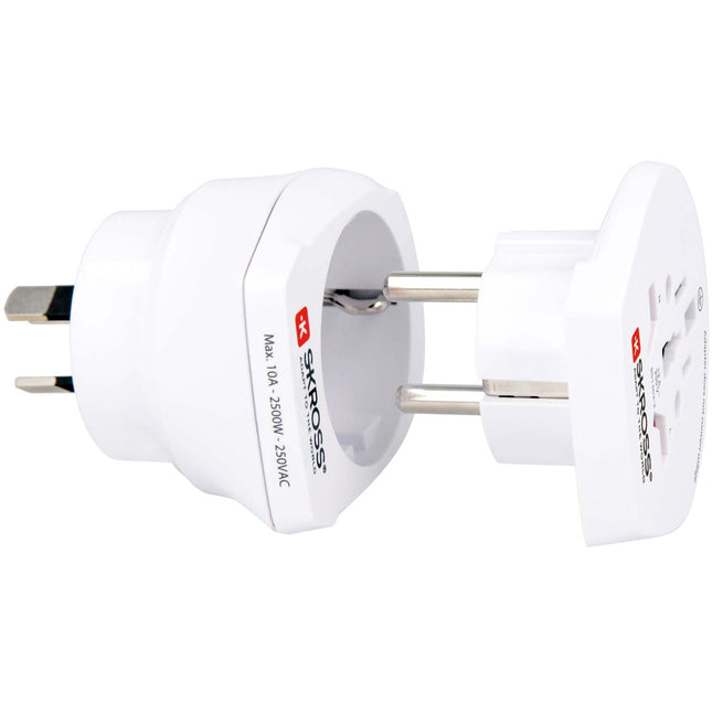Travel adapter Combo World to Australia/China + Europe Grounded