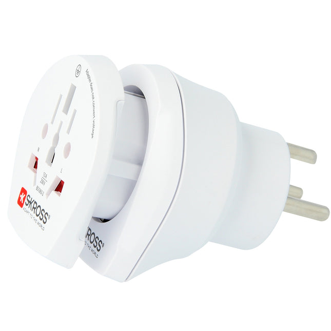 Travel adapter Combo World to Denmark + Europe Grounded