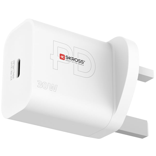 Travel charger UK etc. USB-C PD 30W Ungrounded