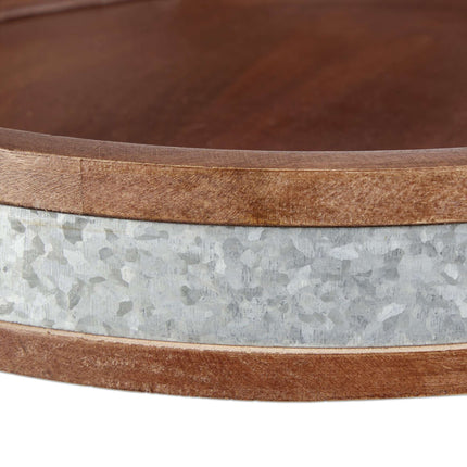 Tray in mango wood with metal edge