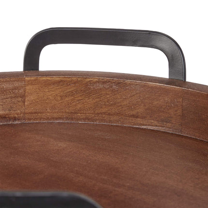 Tray in mango wood with metal edge