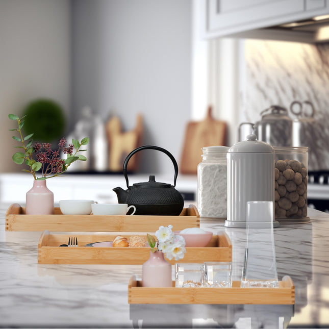 Trays in bamboo - set of 3