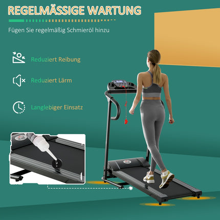 Foldable electric treadmill, 500W, LCD, Phone holder, Black