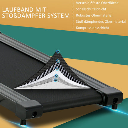 Foldable electric treadmill, 500W, LCD, Phone holder, Black
