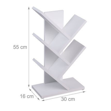 Tree Bookshelf, White – Multi-Level Storage Unit