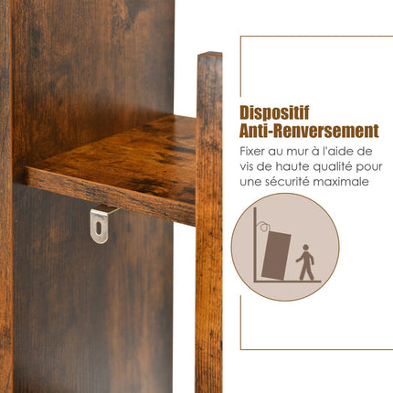 Tree-Shaped Bookshelf, 8-Tier Storage, Anti-Tip, Brown