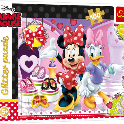 Trefl Disney Glitter Puzzle Minnie Mouse, 100 Pcs