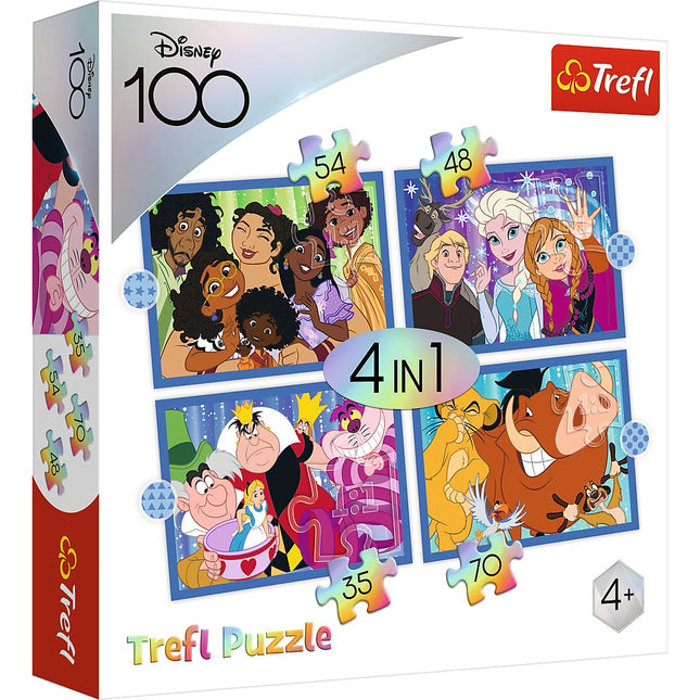 Trefl Disney Puzzle 4 In 1 Set Disney 100, 35 48 54 70 Pcs