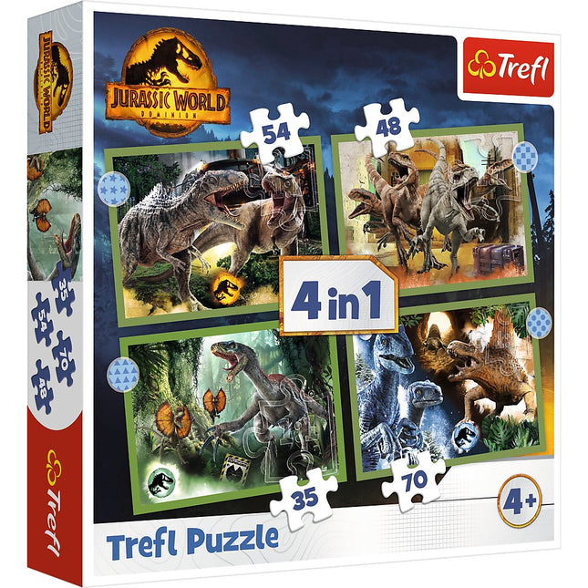 Trefl Jurassic Word Puzzle 4 In 1 Set 35 48 54 70 Pcs