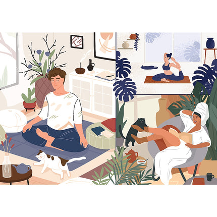 Trefl Prime Puzzle Yoga Cats Coffee Peace Of Mind, 1000 Pcs