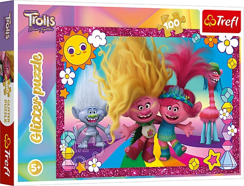 Trefl Trolls Glitter Puzzle Trolls 3, 100 Pcs