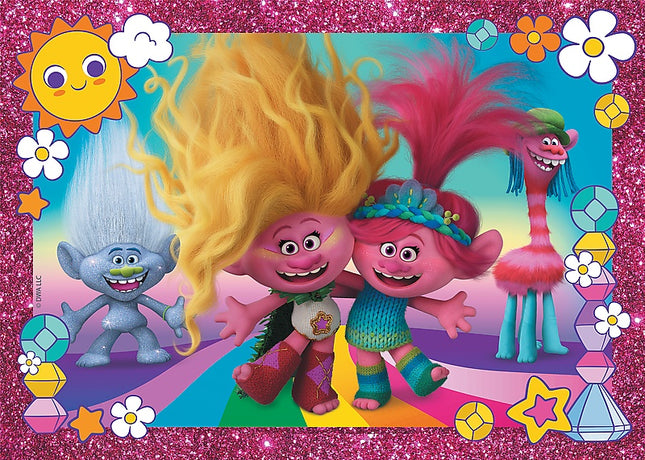 Trefl Trolls Glitter Puzzle Trolls 3, 100 Pcs