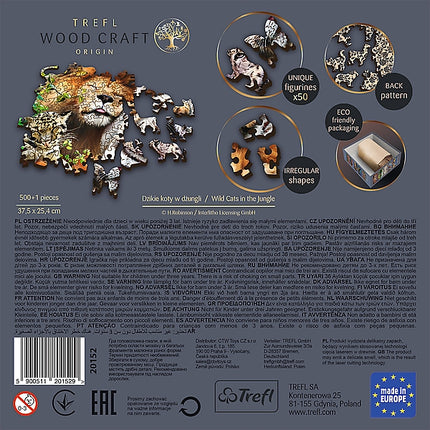 Trefl Wooden Puzzle Wild Cats In The Jungle 500+1 Pcs