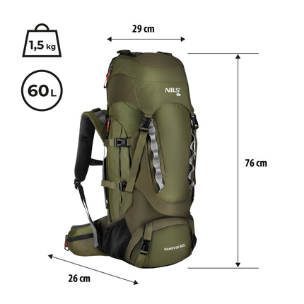 Trekking Backpack 60L with Adjustable Back Length
