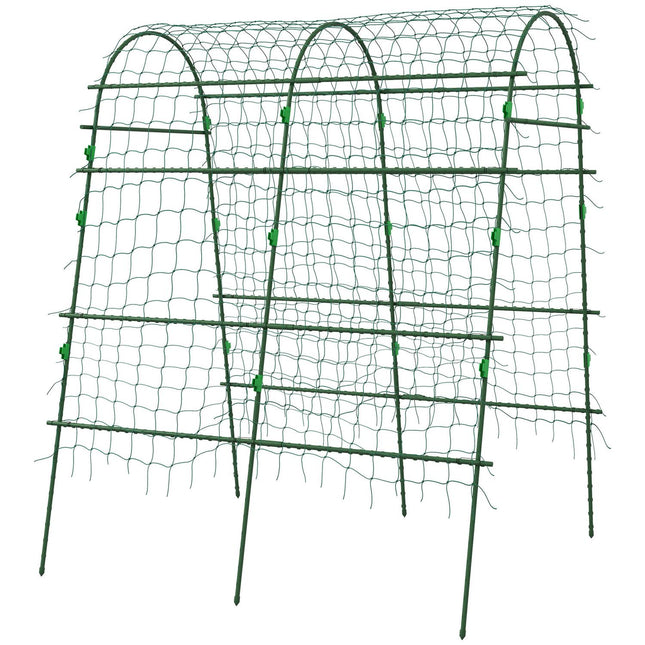 Adjustable plant trellis in steel with net for garden
