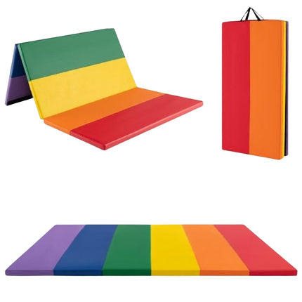 Tri-Fold Gymnastics Tumbling Mat, PU Leather, Handles