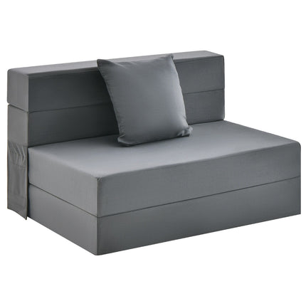 Tri-Fold Sofa Bed Mattress, 6-Inch, With Pillow, Dark Gray