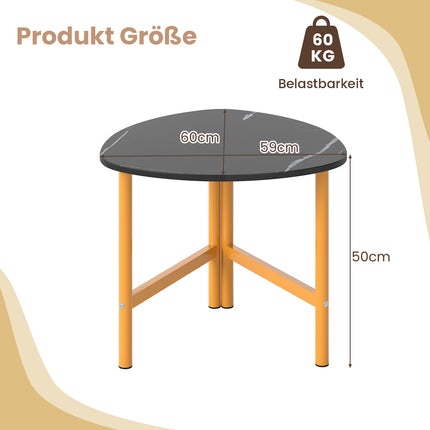 Triangular Coffee Table with Metal Legs, Rustic Brown