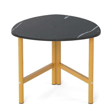 Triangular Coffee Table with Metal Legs, Rustic Brown