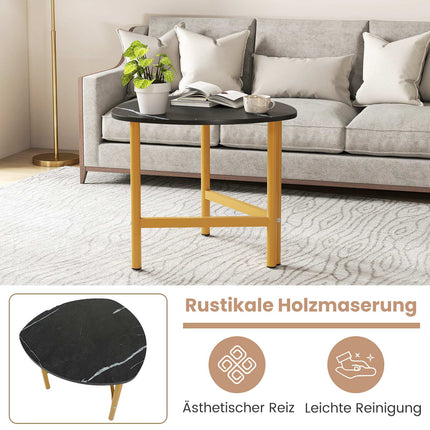 Triangular Coffee Table with Metal Legs, Rustic Brown