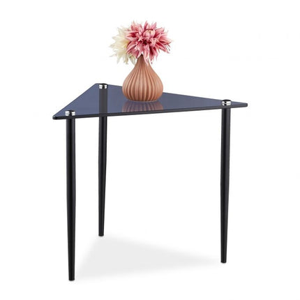 Triangular glass side table