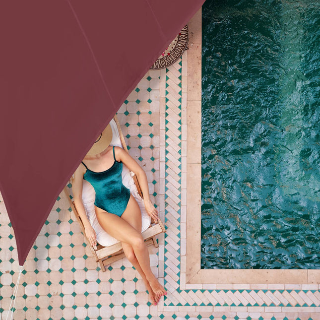Triangular red-brown sun sail