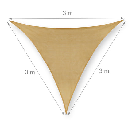 Triangular sand-coloured polyethylene sun sail
