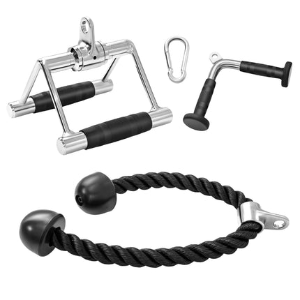 Tricep Cable Attachment Set – V-Grip, Double D, Rope